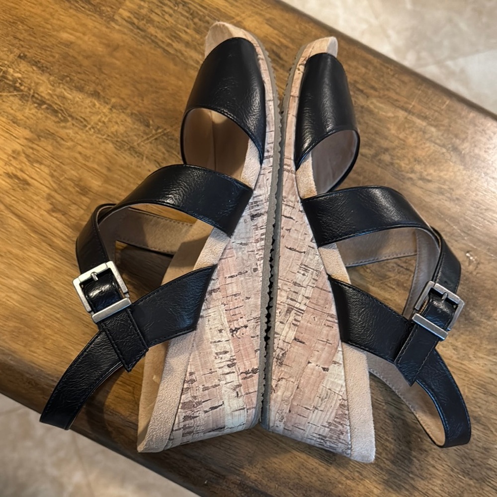 LifeStride soft system Black Strappy Wedge Sandals - Picture 9 of 11